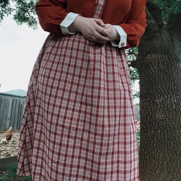 PussyBow Burnt Orange and Plaid Maxi Dress Sz 2x - Picture 11 of 11